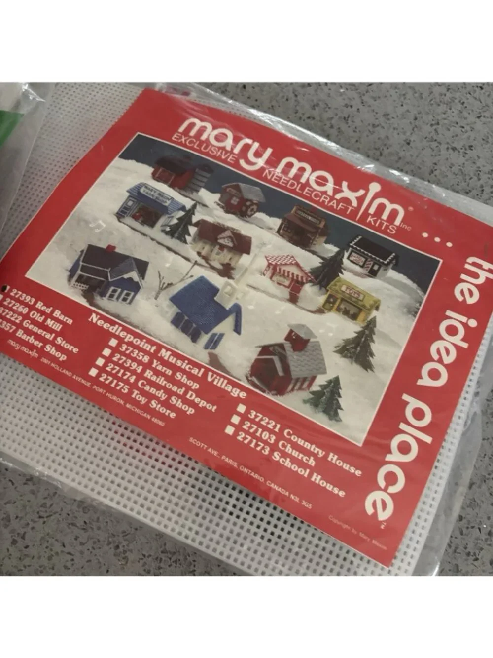2 Vintage New Mary Maxim Plastic Canvas Musical Village Kit Christmas Craft